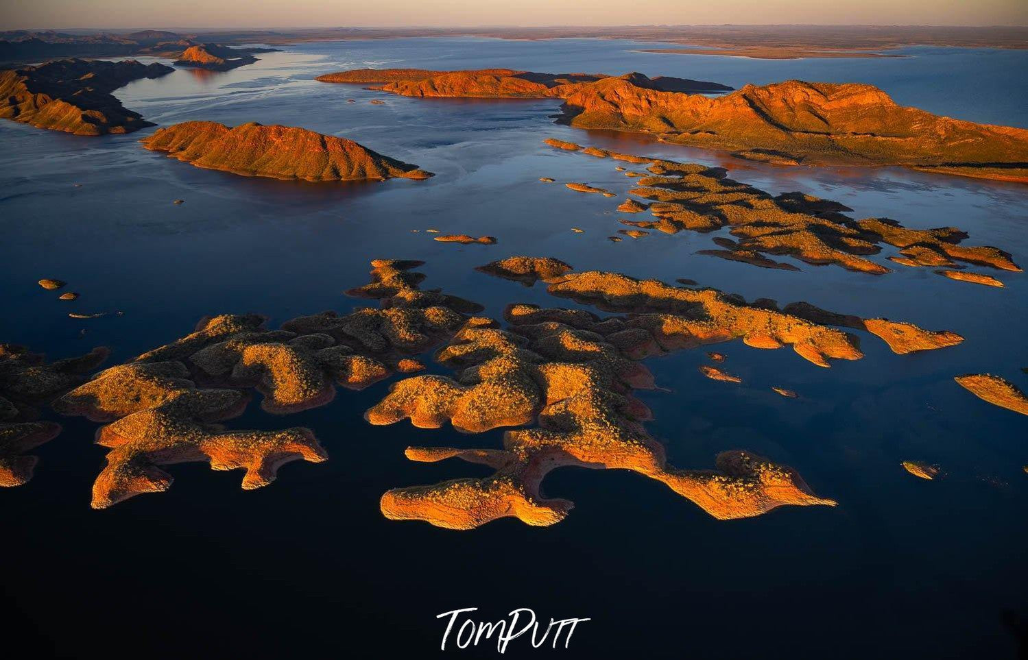 Many giant mounds of sand in the ocean, Lake Argyle #12 - The Kimberley 