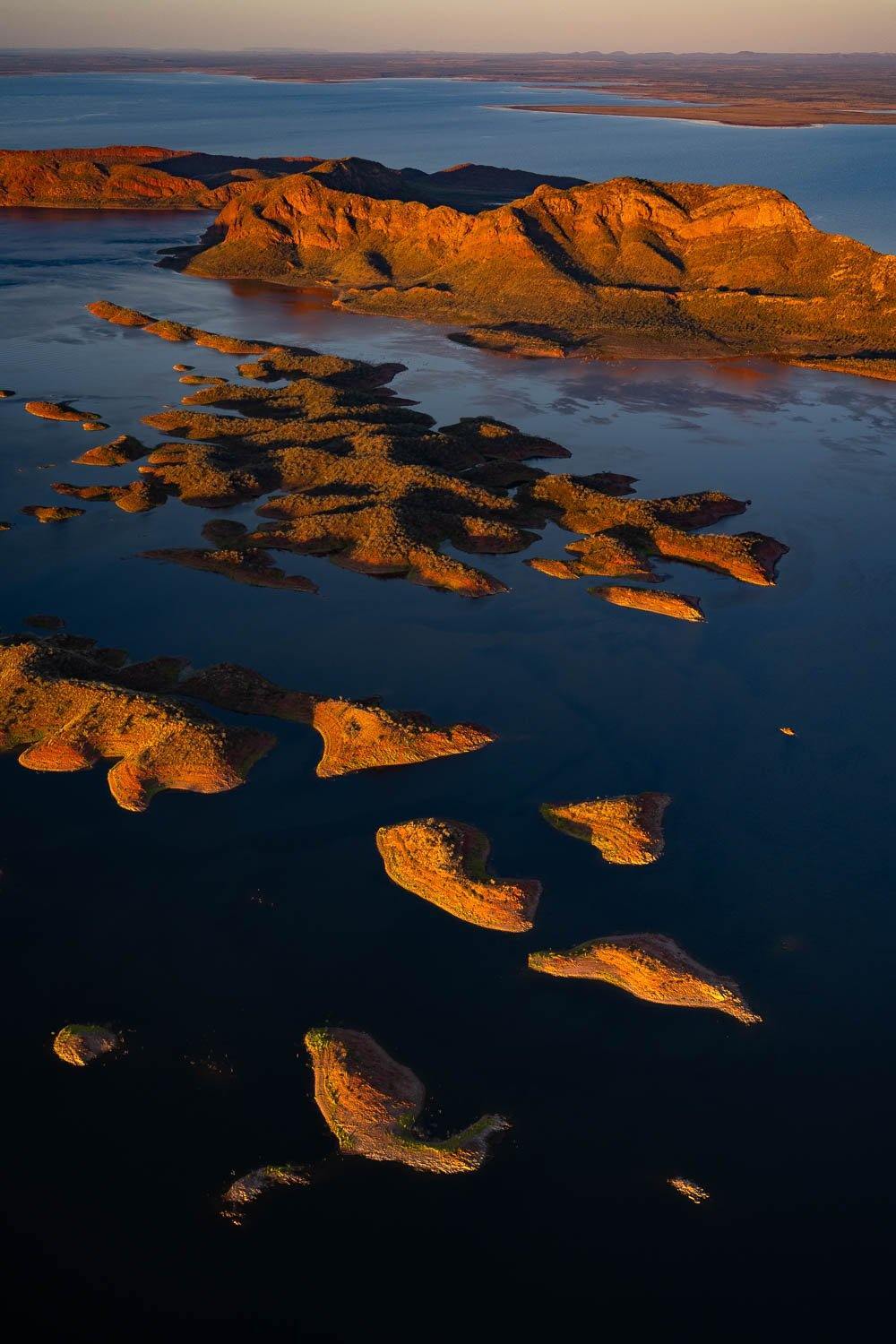 Many giant mounds of sand in the ocean, Lake Argyle #13 - The Kimberley 