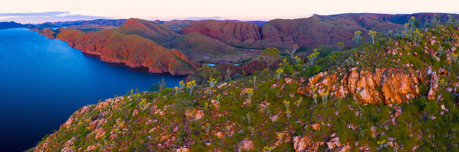 Giant mountain walls with a lot of greenery, connecting with a sea corner, Lake Argyle #17 - The Kimberley