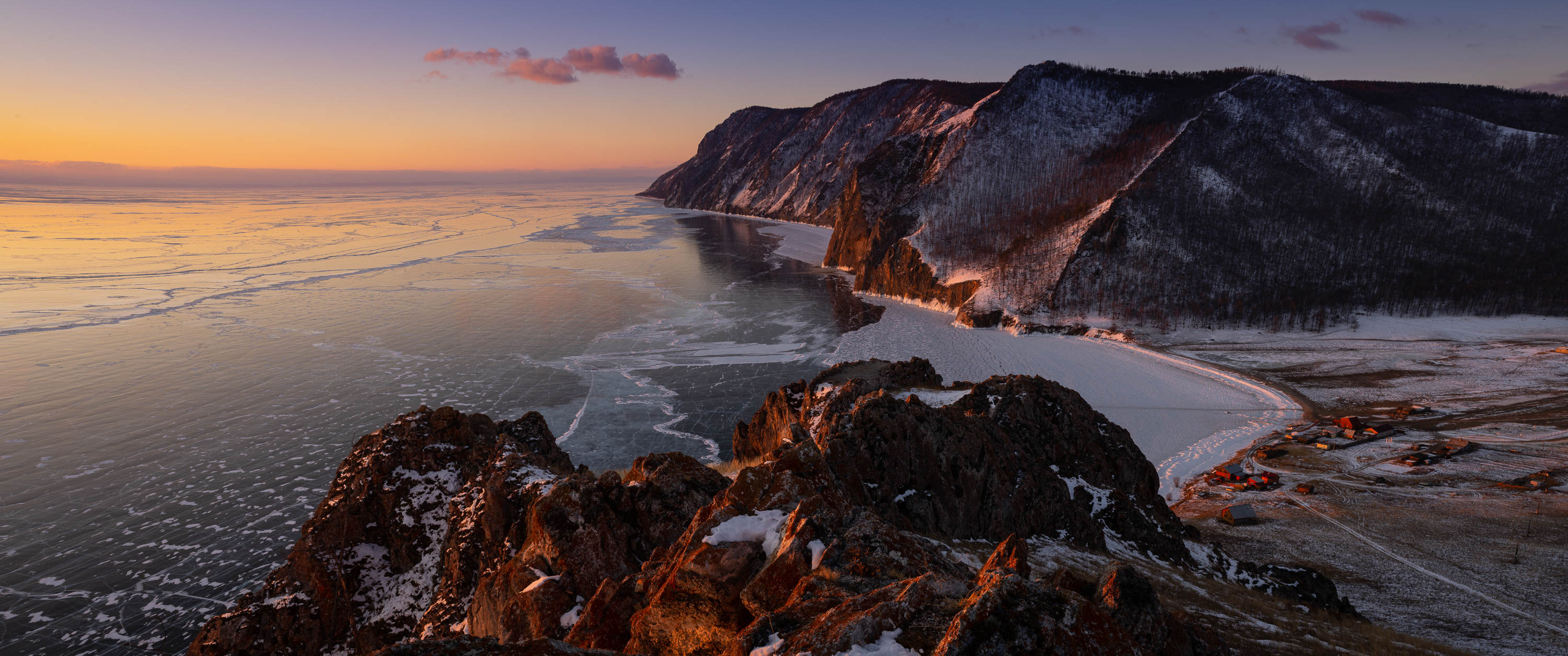 Beach with some giant mountain walls, Lake Baikal #4, Siberia, Russia