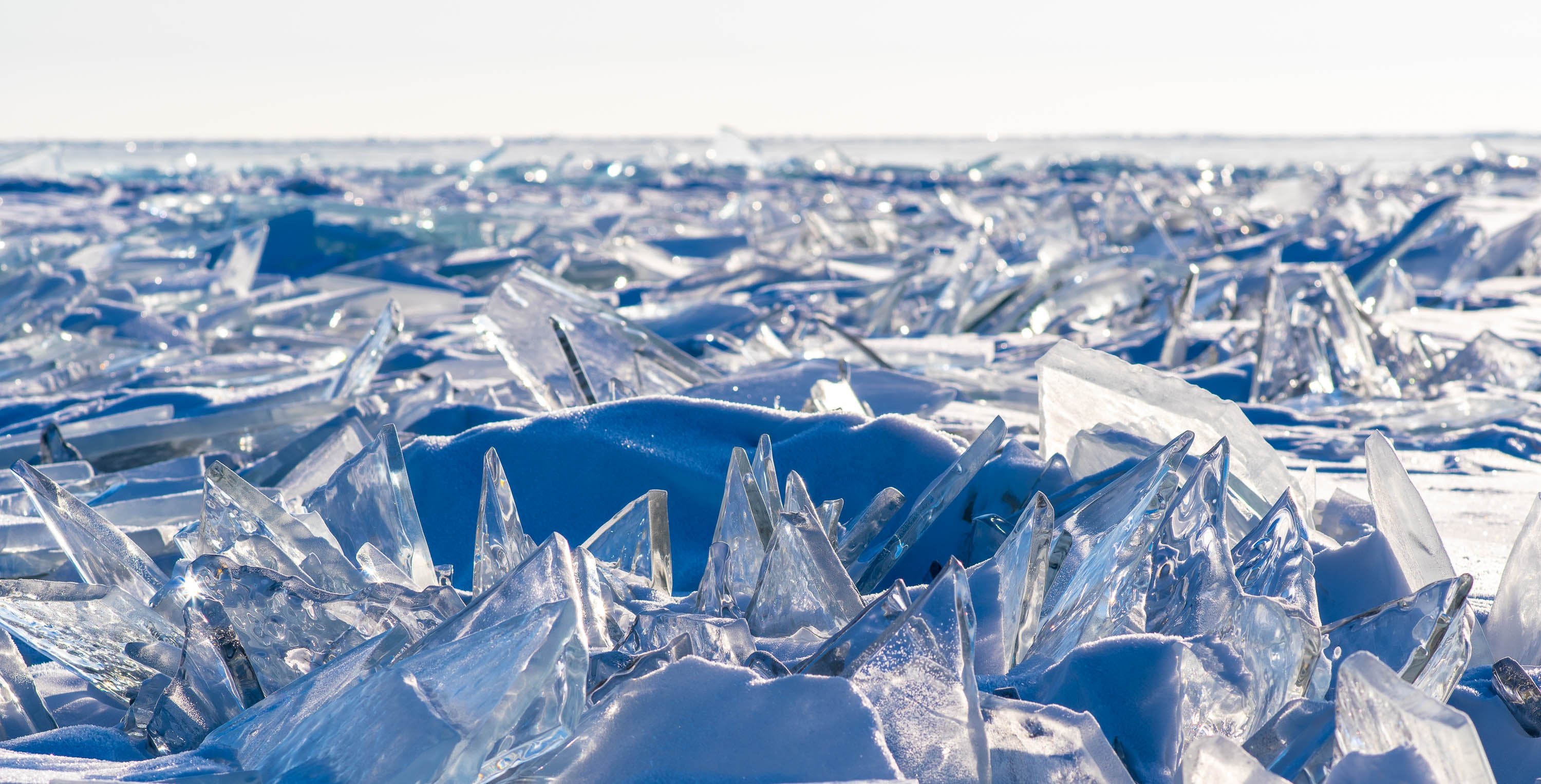 Crystalline sharp ice pieces on the ground in a very large area, Lake Baikal #7, Siberia, Russia