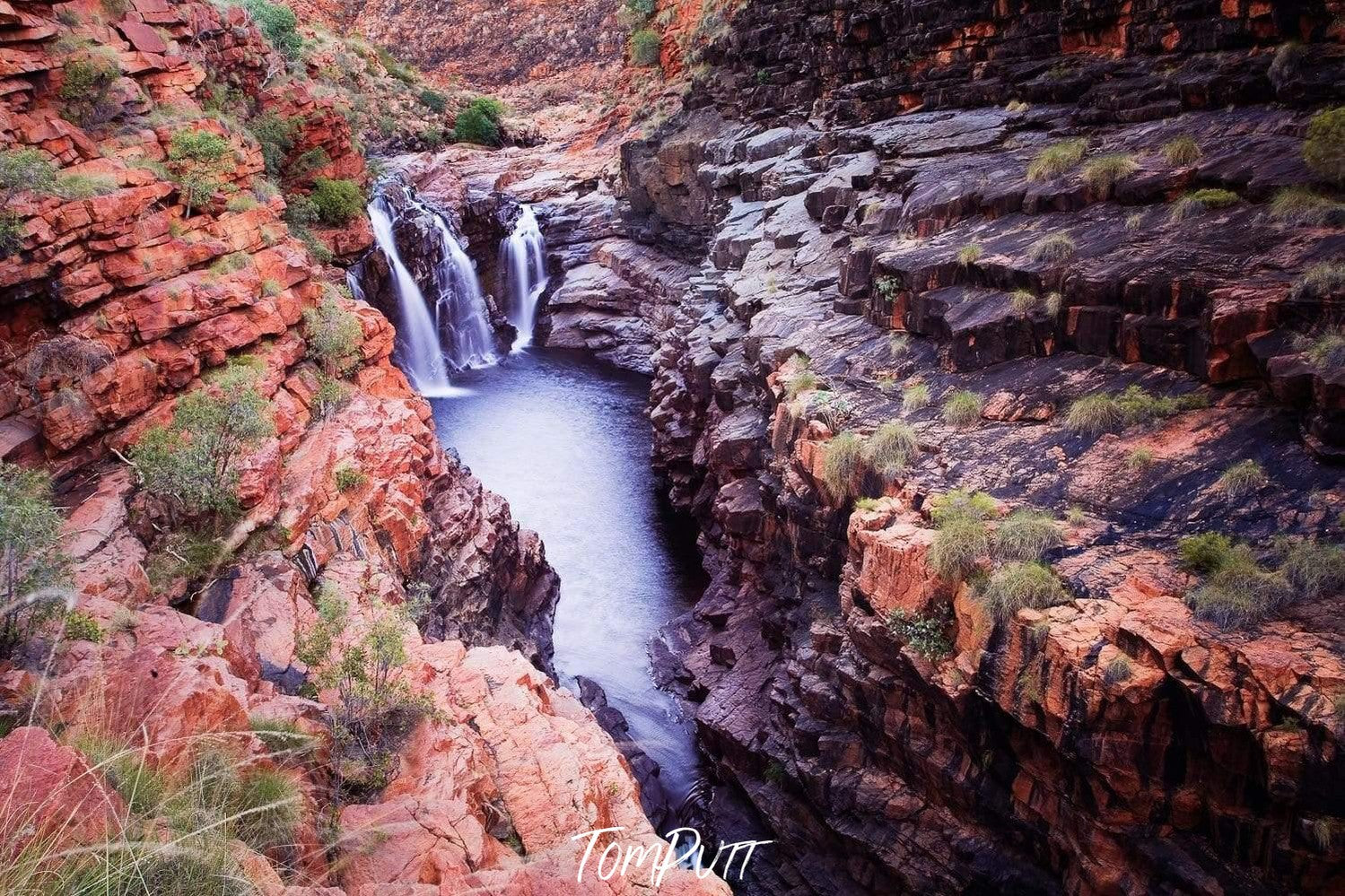 Big mountain walls and some small waterfalls in the background, Lennard River Gorge - The Kimberley WA