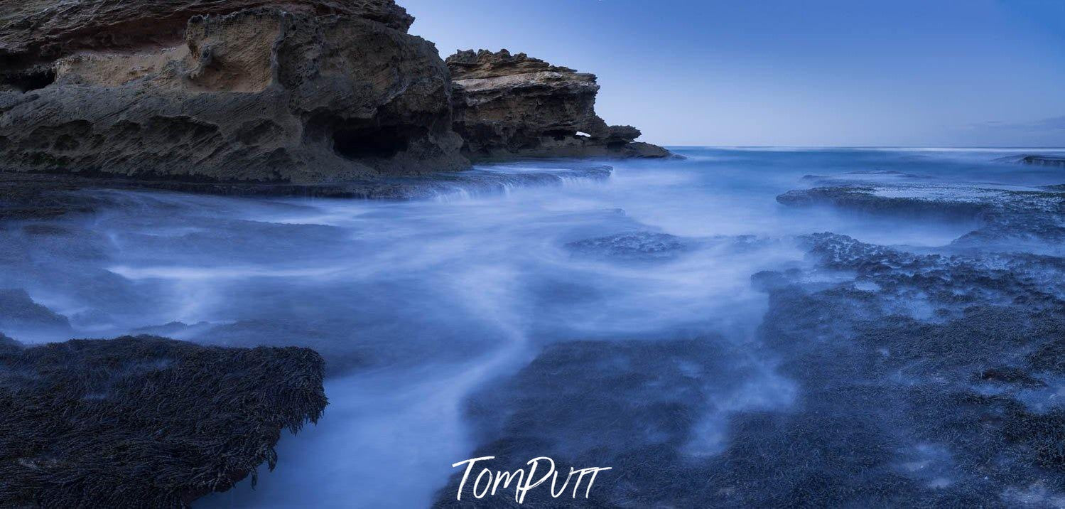 A giant mountain wall in a sea with bubbling waves, London Bridge Blues Portsea - Mornington Peninsula VIC