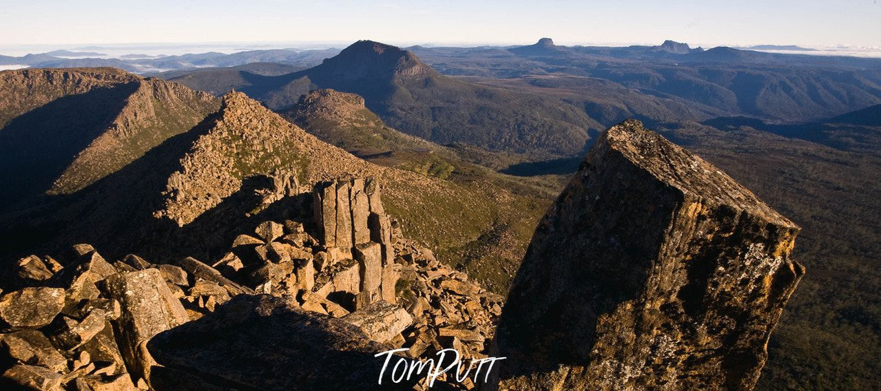 A large series of mountains with some grounded greenery, Cradle Mountain #10, Tasmania