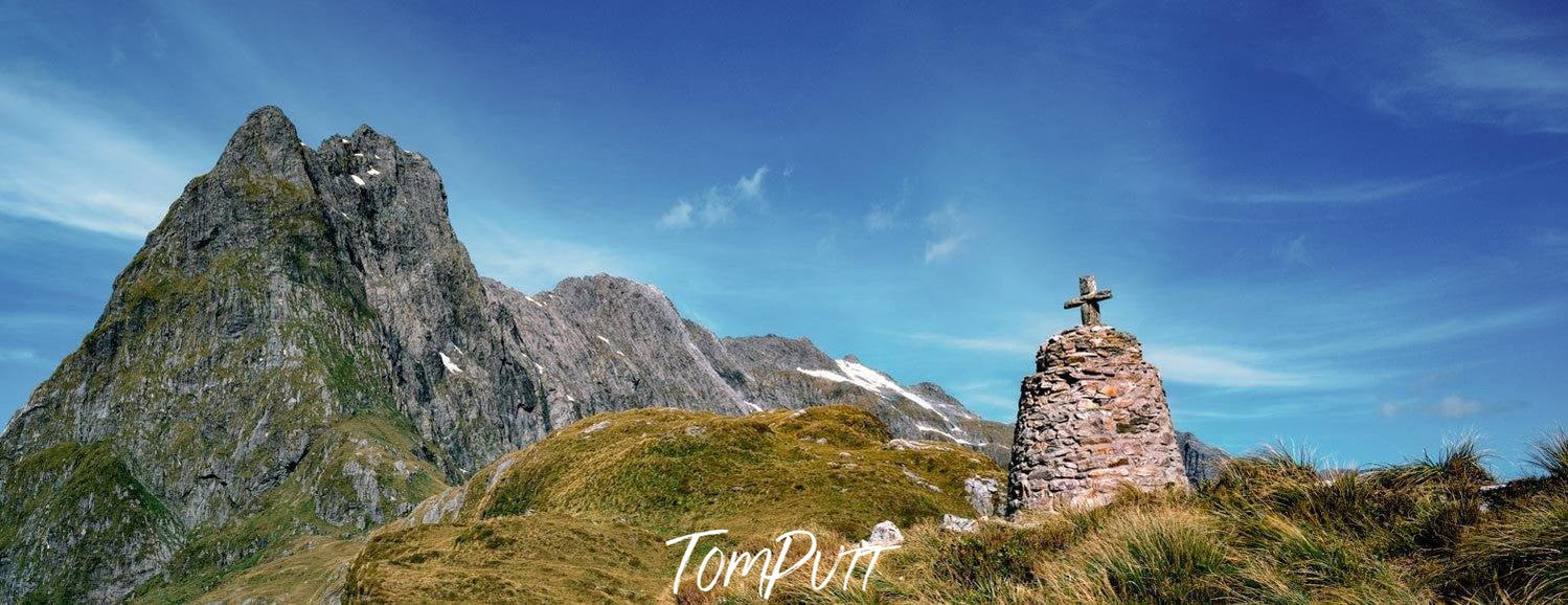 A long shot of a hill area, MacKinnon Pass, Milford Track - New Zealand