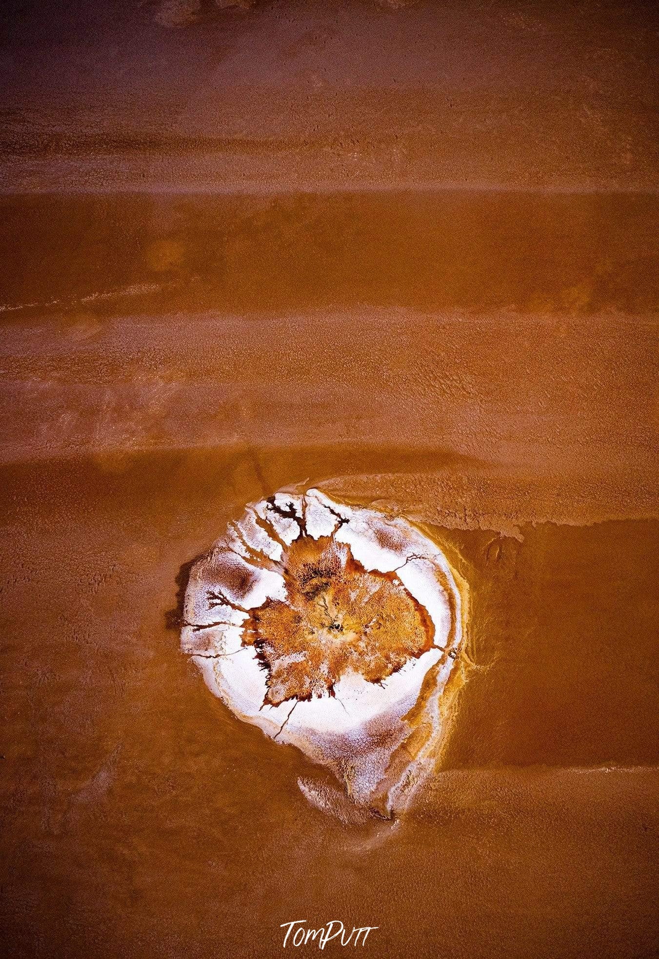 Aerial view of mars' land with a broken-egg like phenomenon, Martian