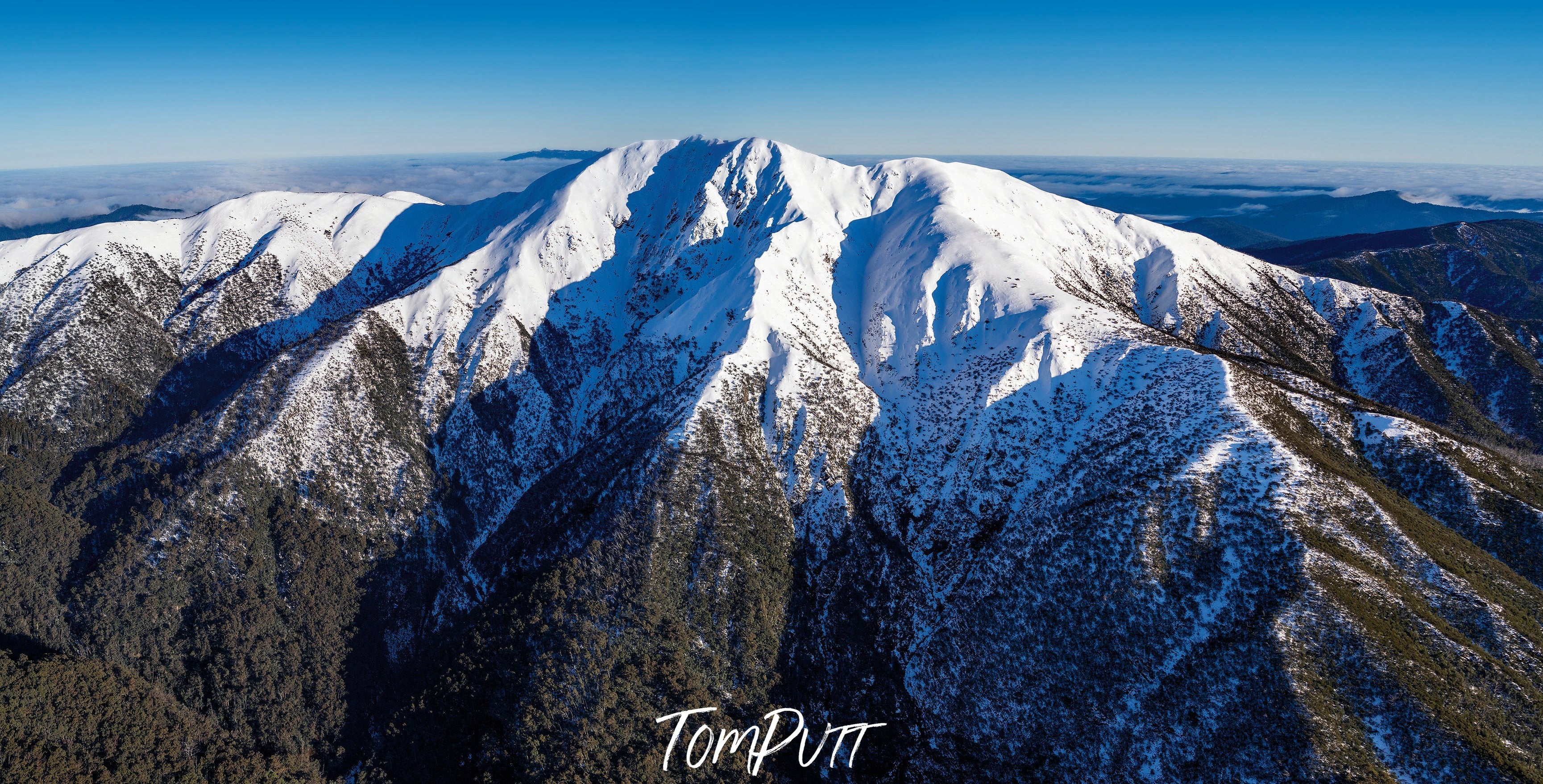 Mount Feathertop at sunrise aerial, VIC