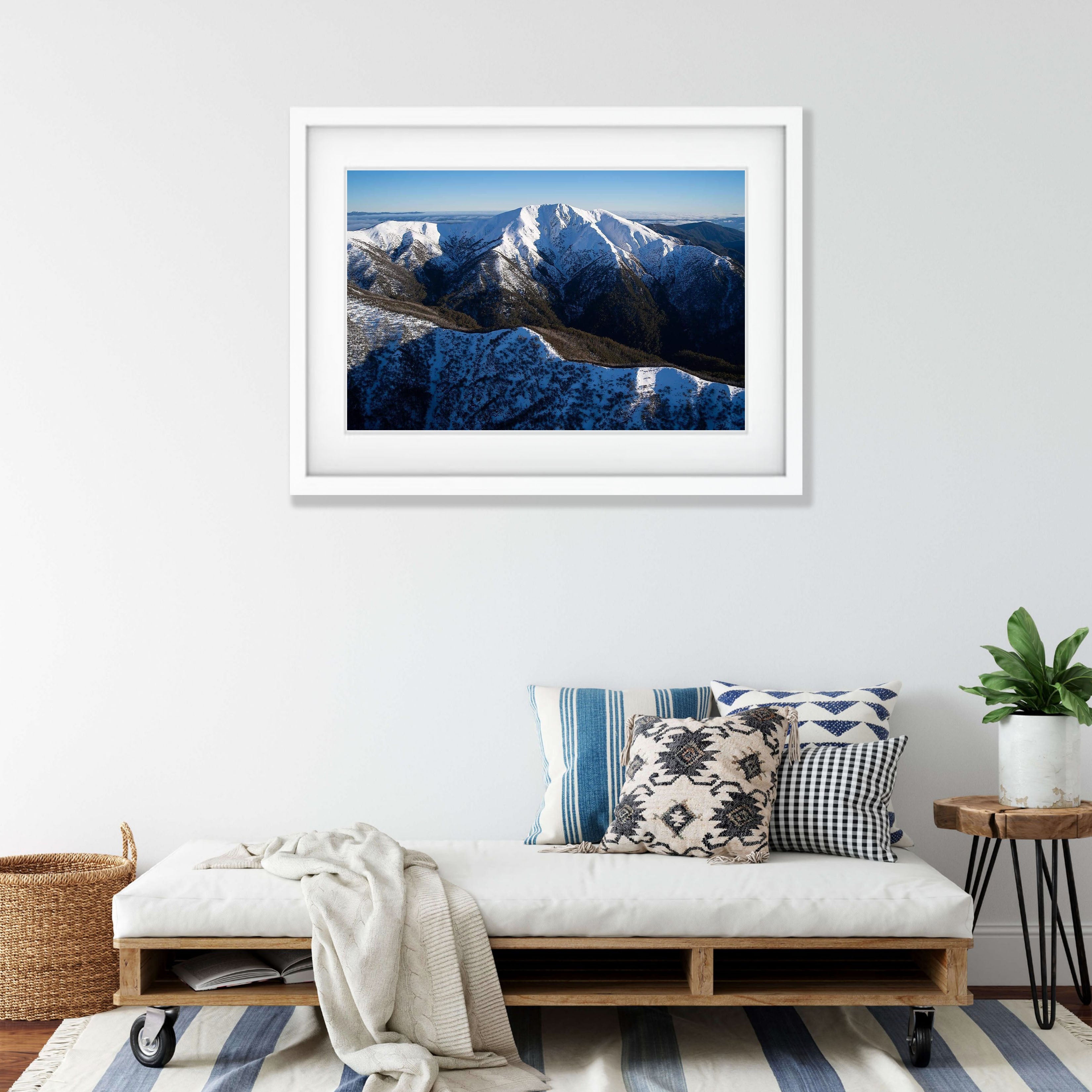 Mount Feathertop standing tall (aerial), Victorian High Country