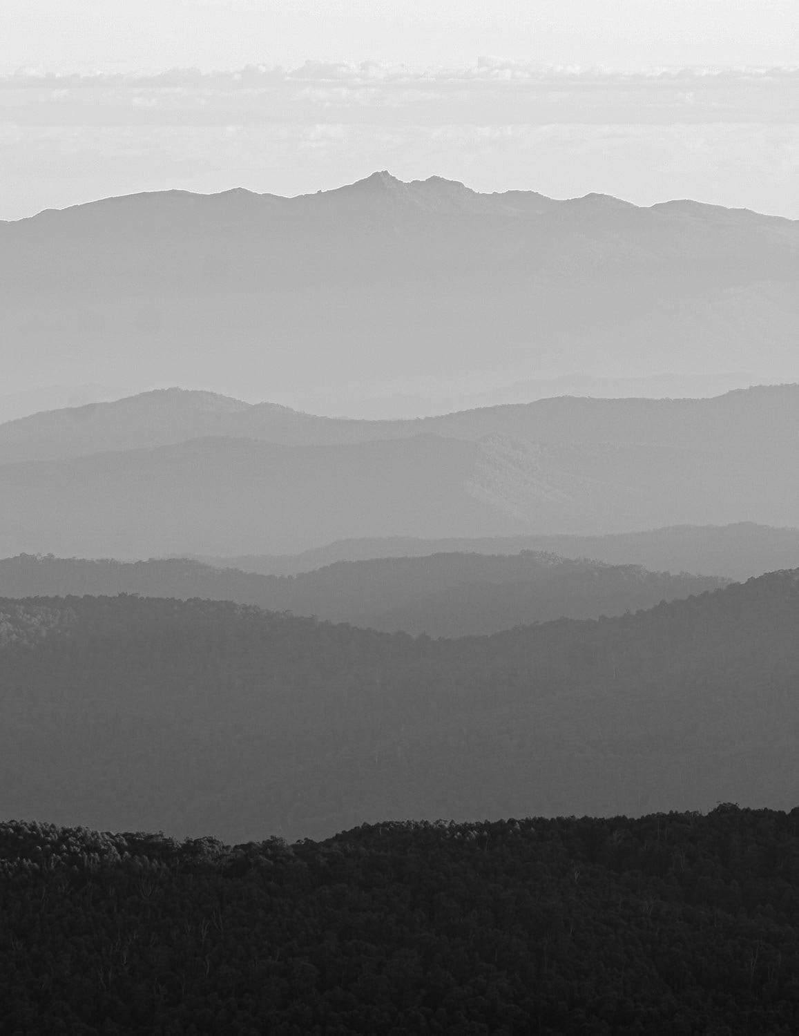 Mountain ranges blurred in snow, Mountain Ranges - Victorian High Country