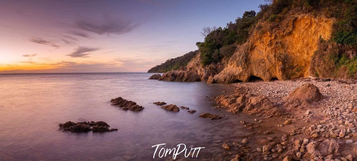 High mountain wall with a sea corner below, Mt Martha Cliffs at dusk #2 - Mornington Peninsula VIC