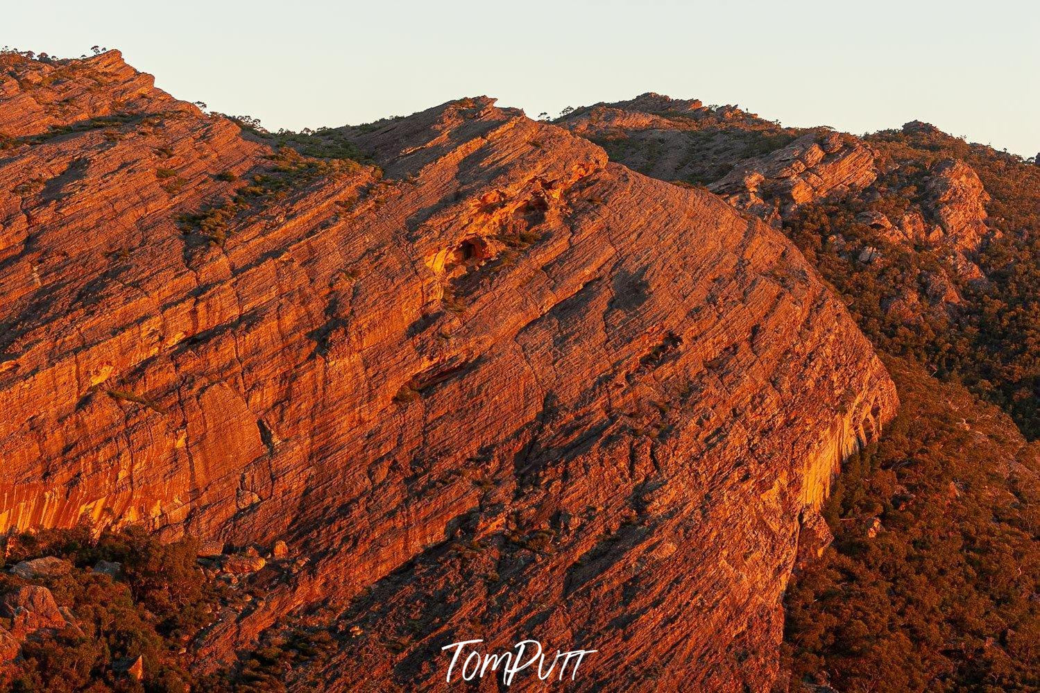 High mountain walls with golden effect of sunlight, Mt Stapleton - The Grampians, VIC