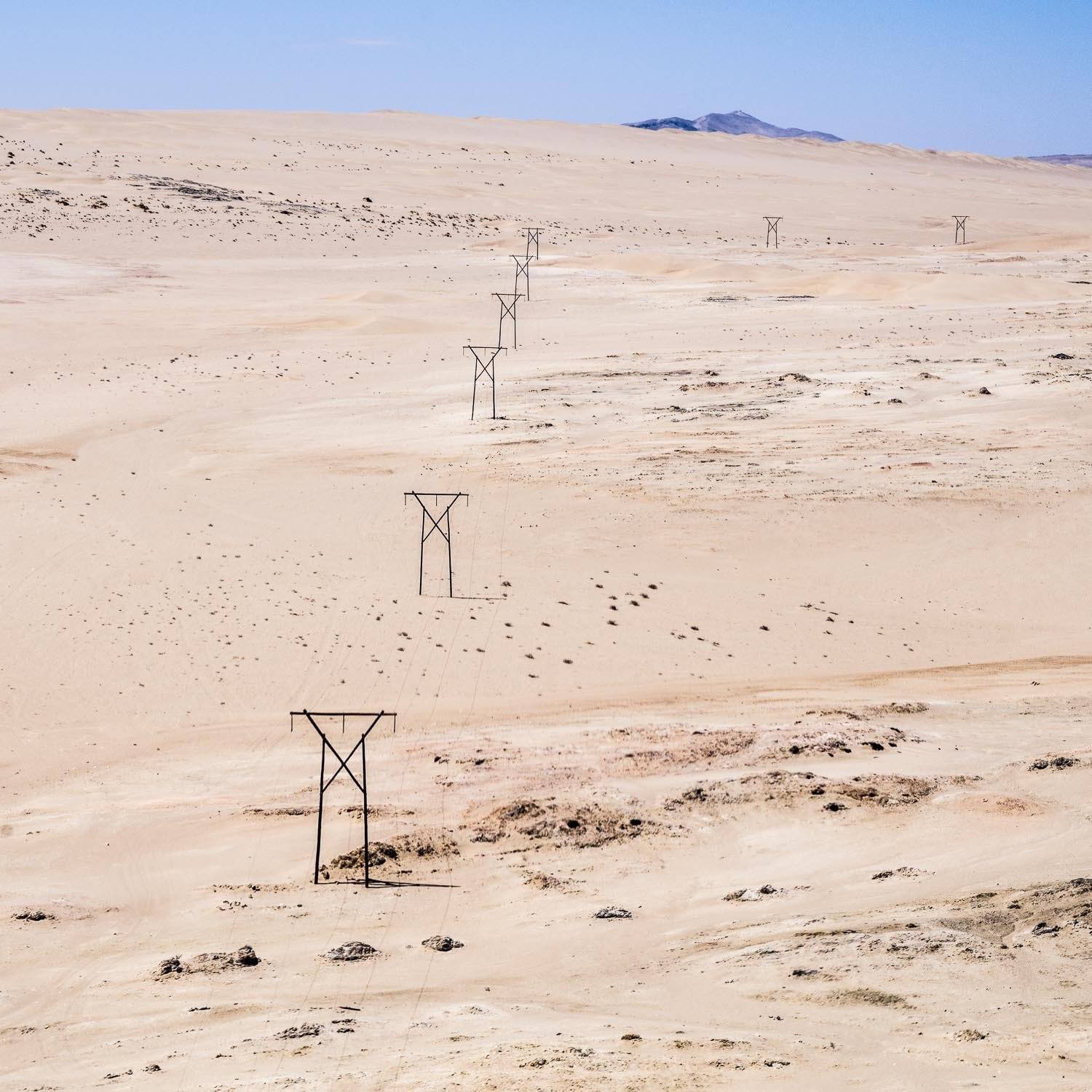 Electricity tower on a desert-like land area, Namibia #10