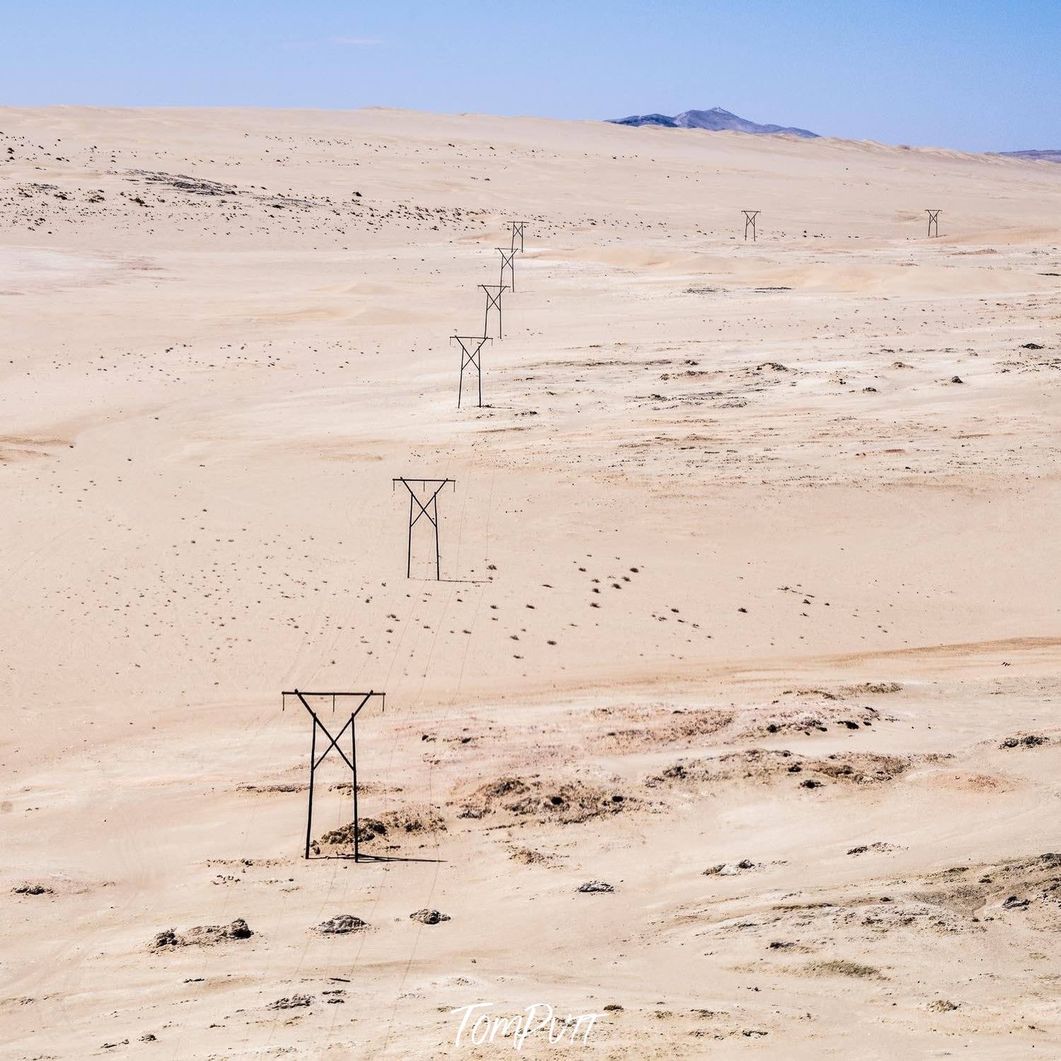 Electricity tower on a desert-like land area, Namibia No.10