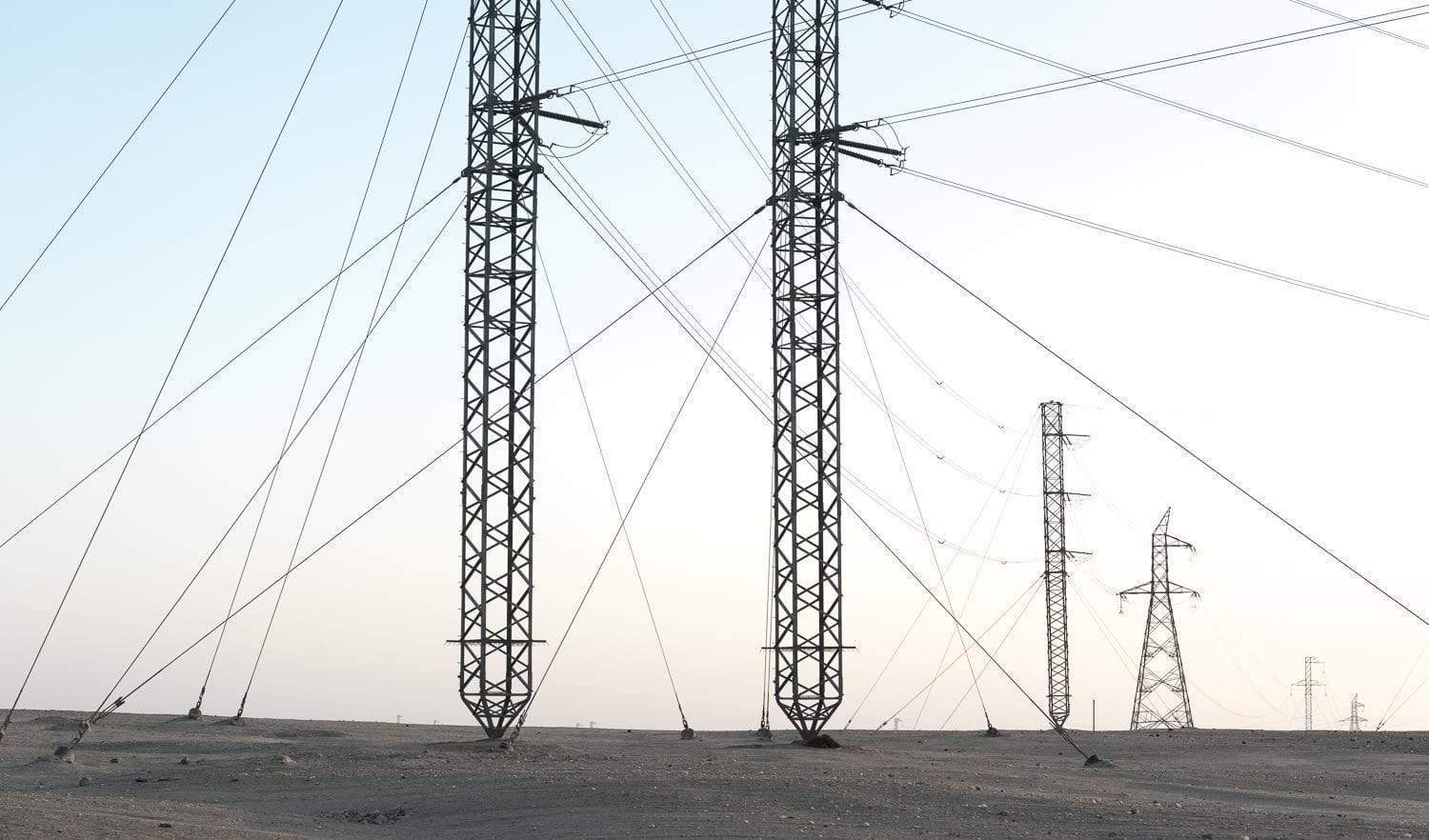 Electric poles with many wires connected, Namibia #2
