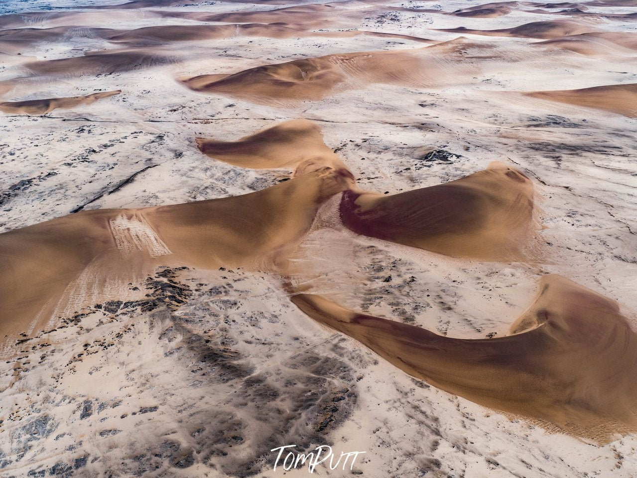 Waves formed by the sand of the desert with different shades of brown, Namibia #30, Africa