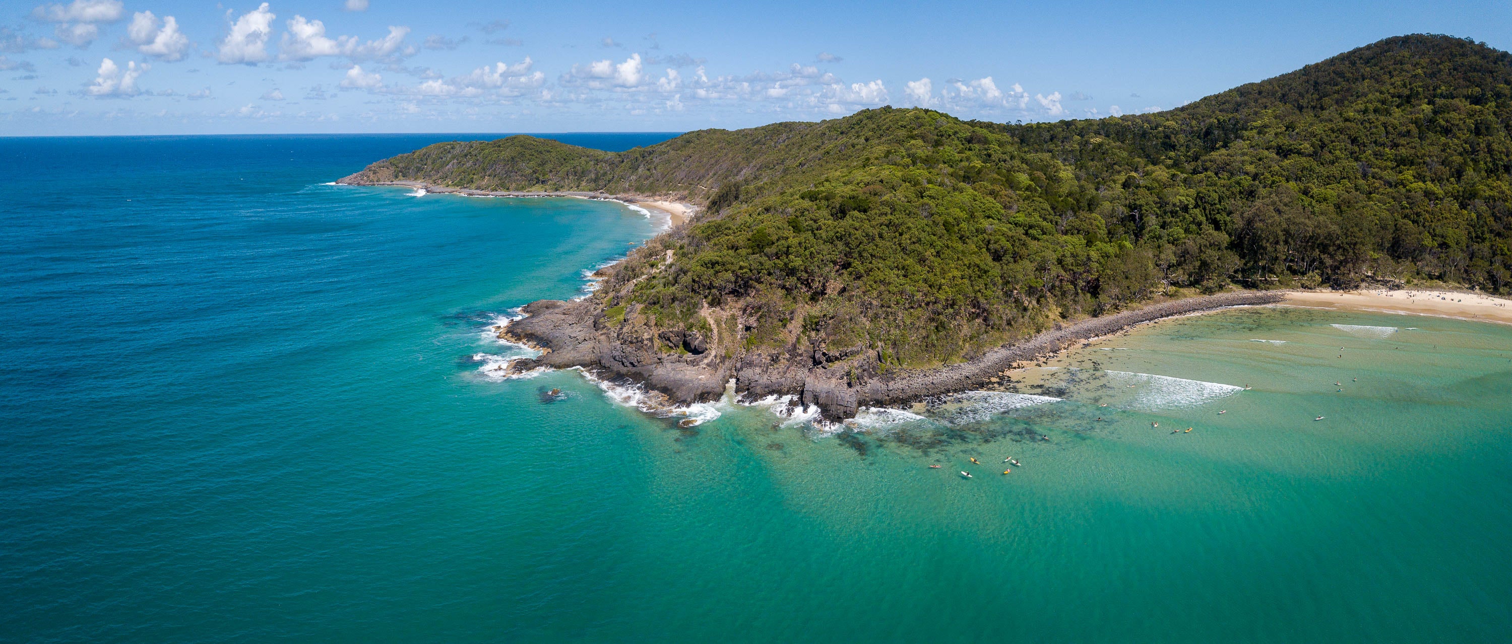 A giant island full of green plants, grass, and bushes, Noosa National Park, Queensland