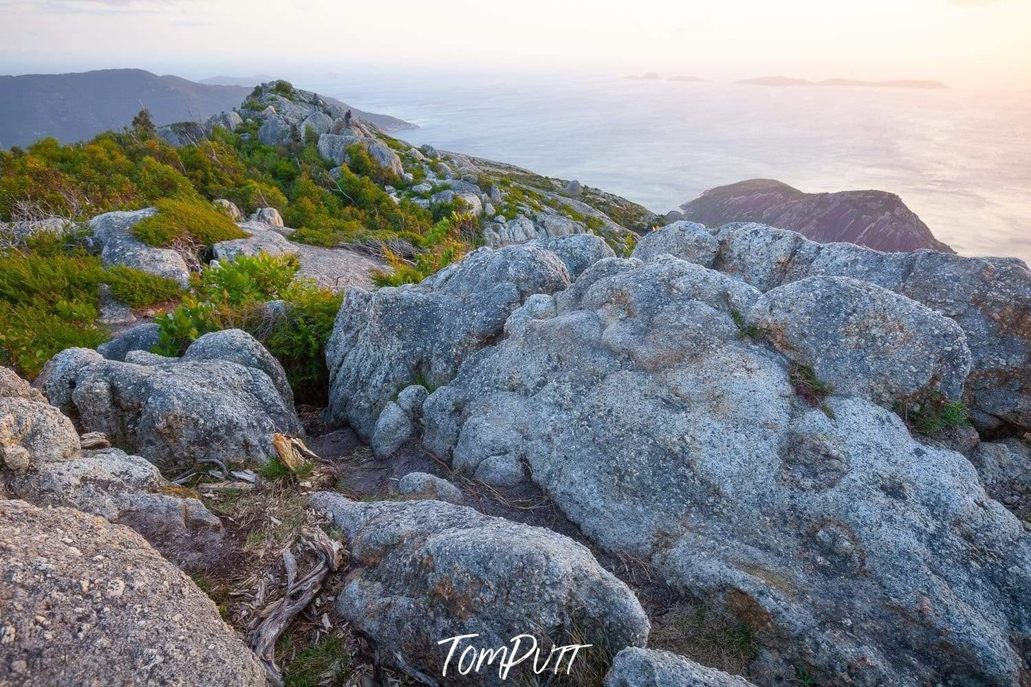 A hill area with mountain rocks and some greenery over, Oberon Sunset - Wilson's Promontory VIC