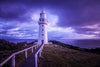 Beautiful purplish effect on a lighthouse building with some greenery around, Otway Clouds - Great Ocean Road VIC