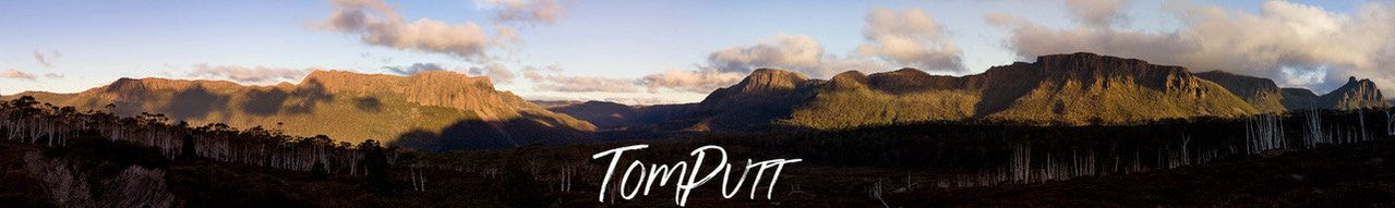 A long mountain wall with a sunlight shadow on them, Cradle Mountain #41, Tasmania