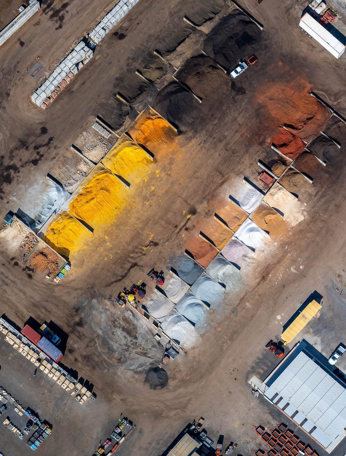 Aerial view of a site-area with some different colors of powders in each cell, Perth Mine Sites #6