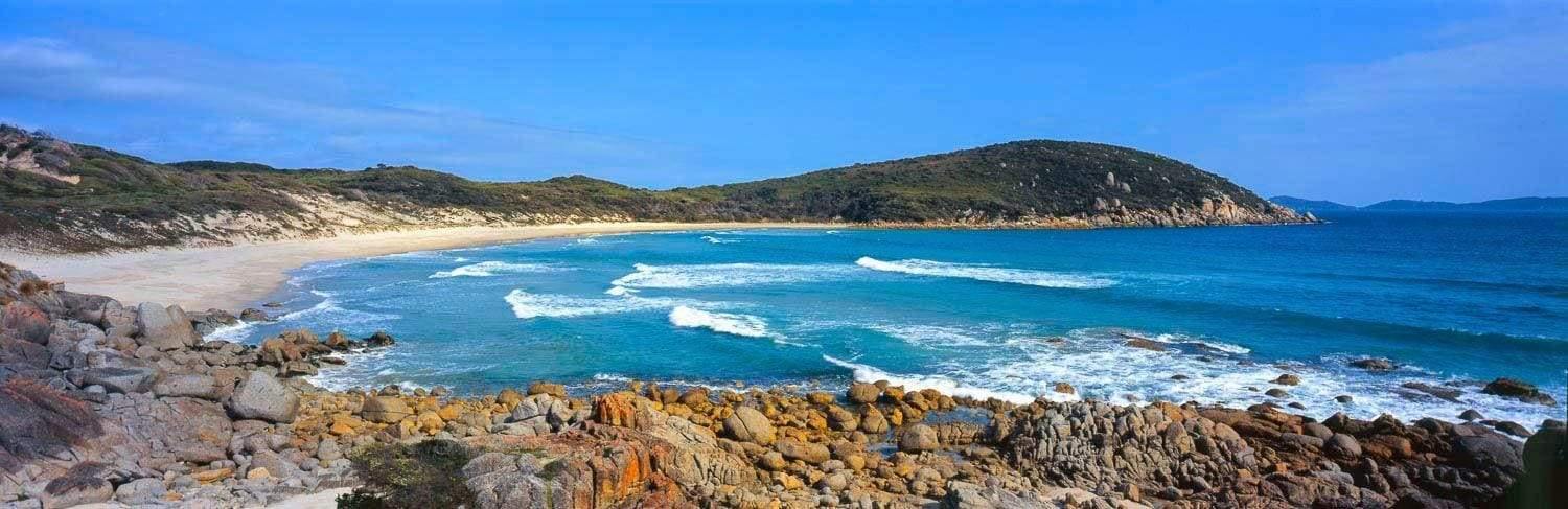 Beautiful seashore with some green mountains around, Picnic Bay - Wilson's Promontory VIC