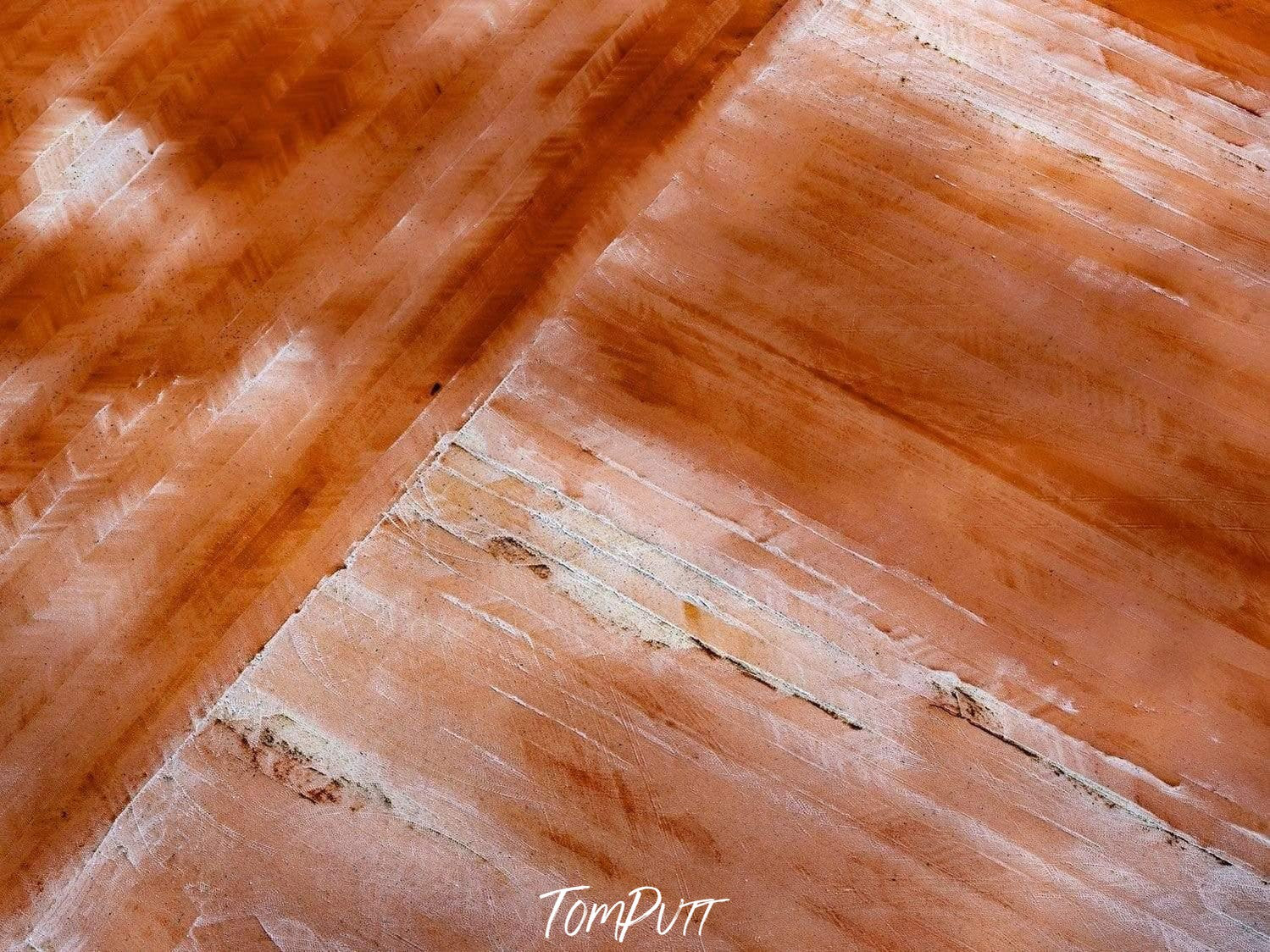 Aerial view of a big wooden texture, Ploughed Field