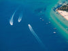 Aerial view of a sea with some boats floating over, Point King, Portsea - Mornington Peninsula VIC