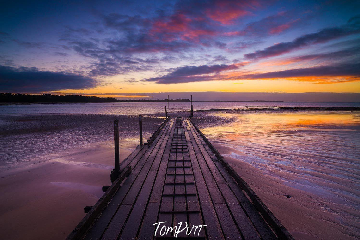 A wooden bridge track over a lake corner, Point Leo - Mornington Peninsula VIC