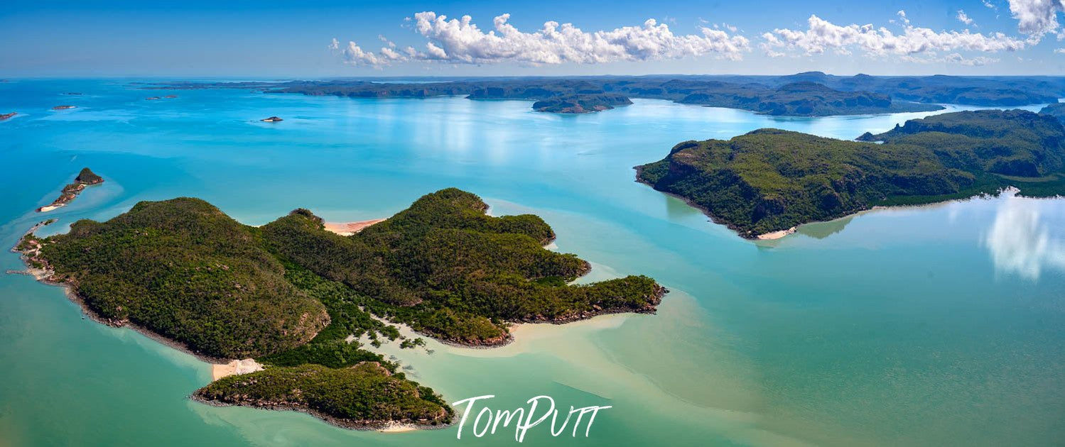 Rocky islands with greenery over them, Prince Frederick Harbour, The Kimberley, Western Australia