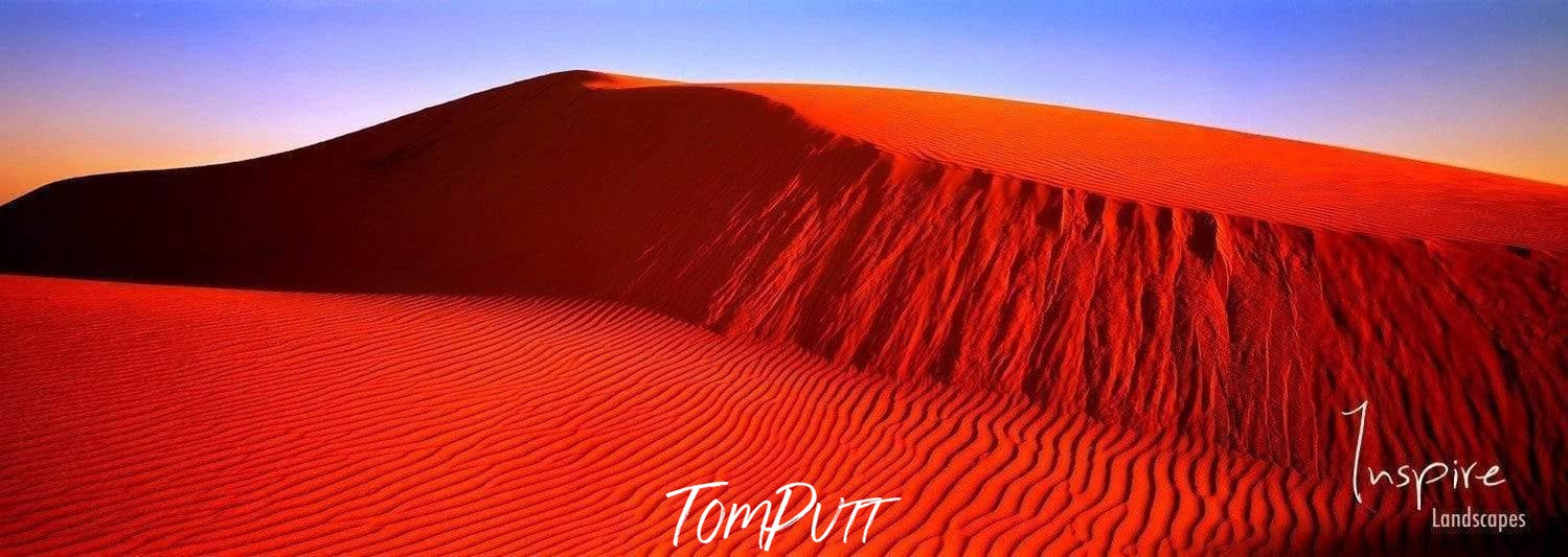 Natural lines of sand over a dark orangish desert, Red Dune - Outback Australia