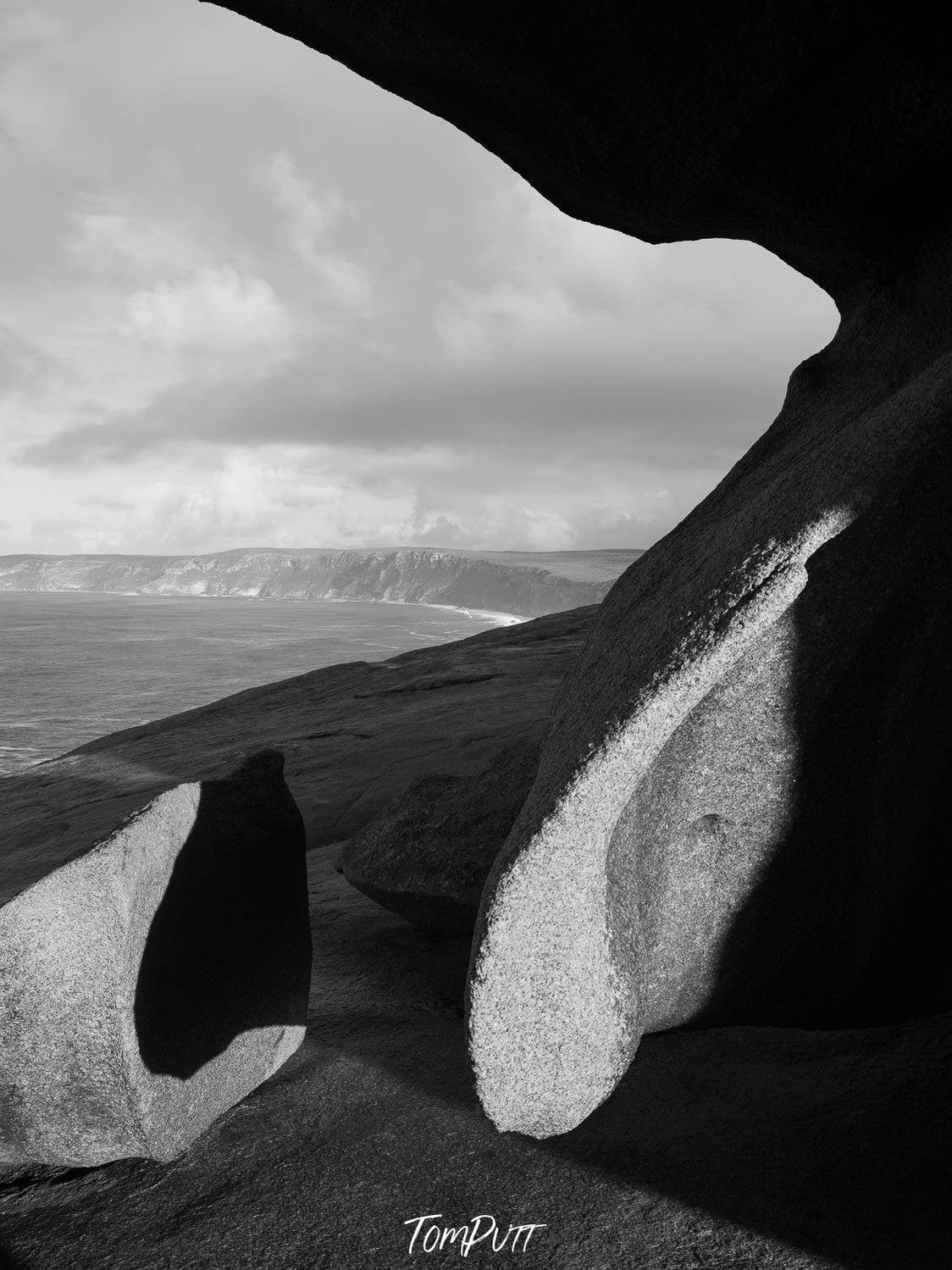 Black and white view of heavy rocks, Remarkable Rocks #1 - Kangaroo Island SA