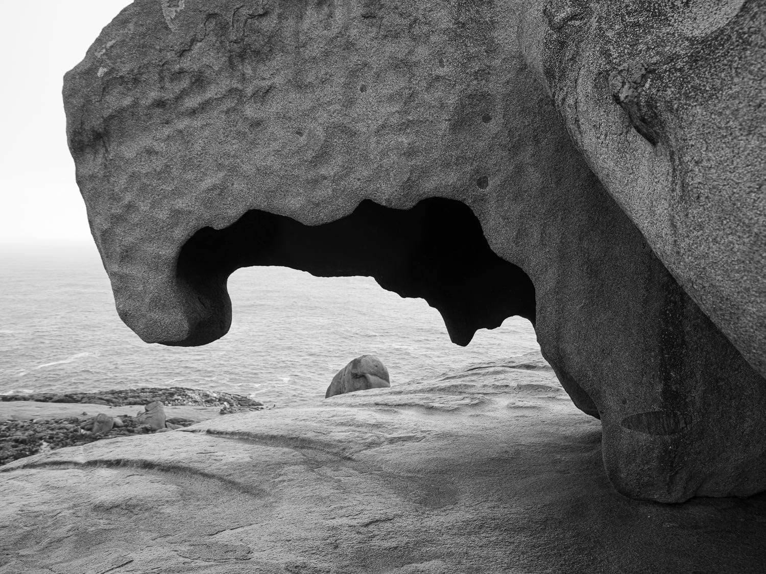 Black and white view of large rocky walls, Remarkable Rocks #12 - Kangaroo Island SA