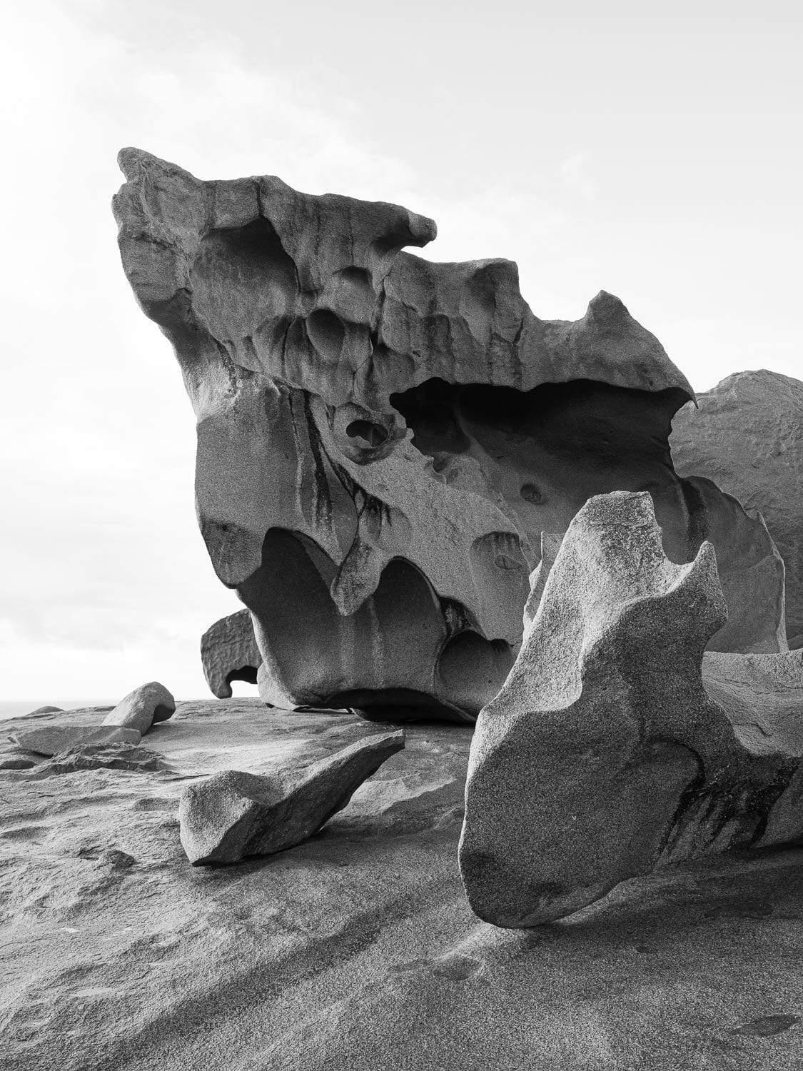 Standing rocky sculpture with a pointed edge, Remarkable Rocks #4 - Kangaroo Island SA