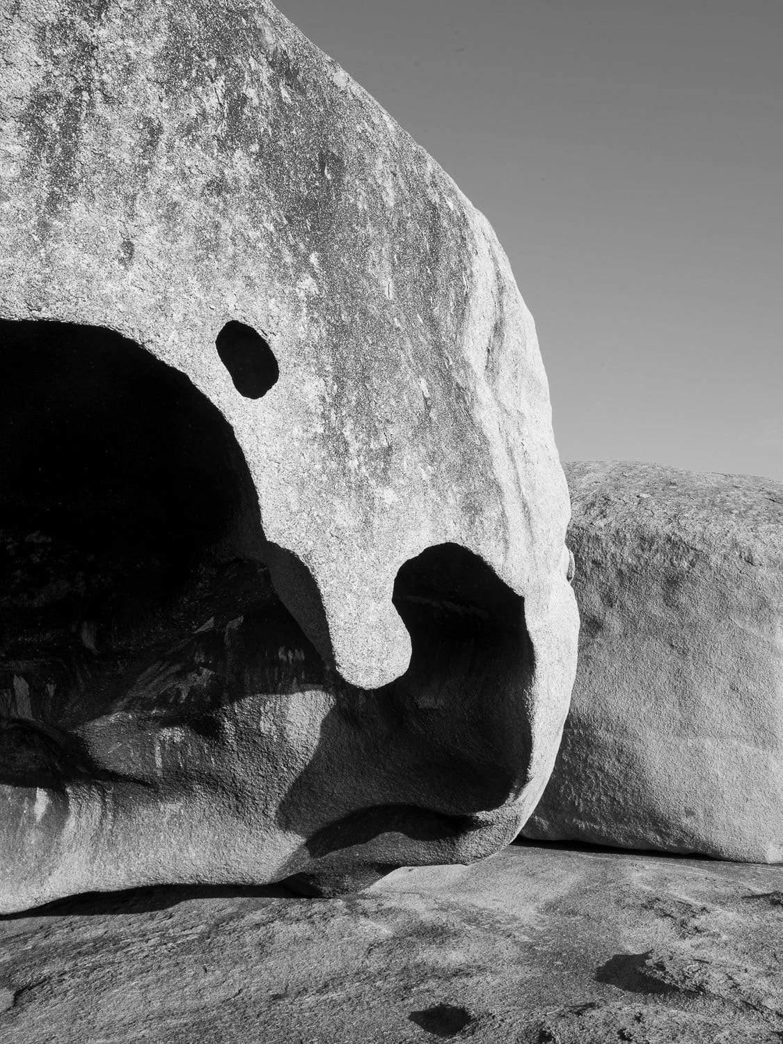 An opening tunnel face in a large rocky boulder, Remarkable Rocks #6 - Kangaroo Island SA