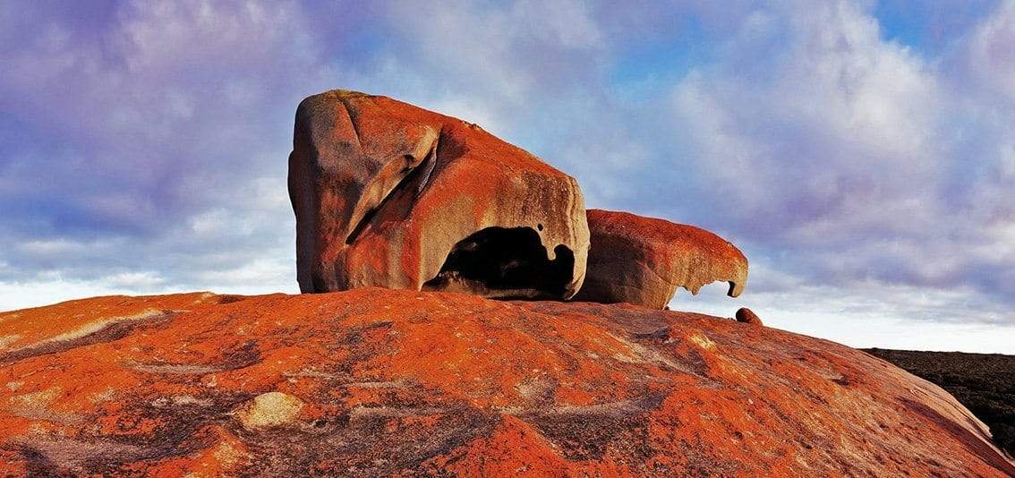 Orange-bricked mountain walls on a large stony mound, Remarkable Rocks - Kangaroo Island SA