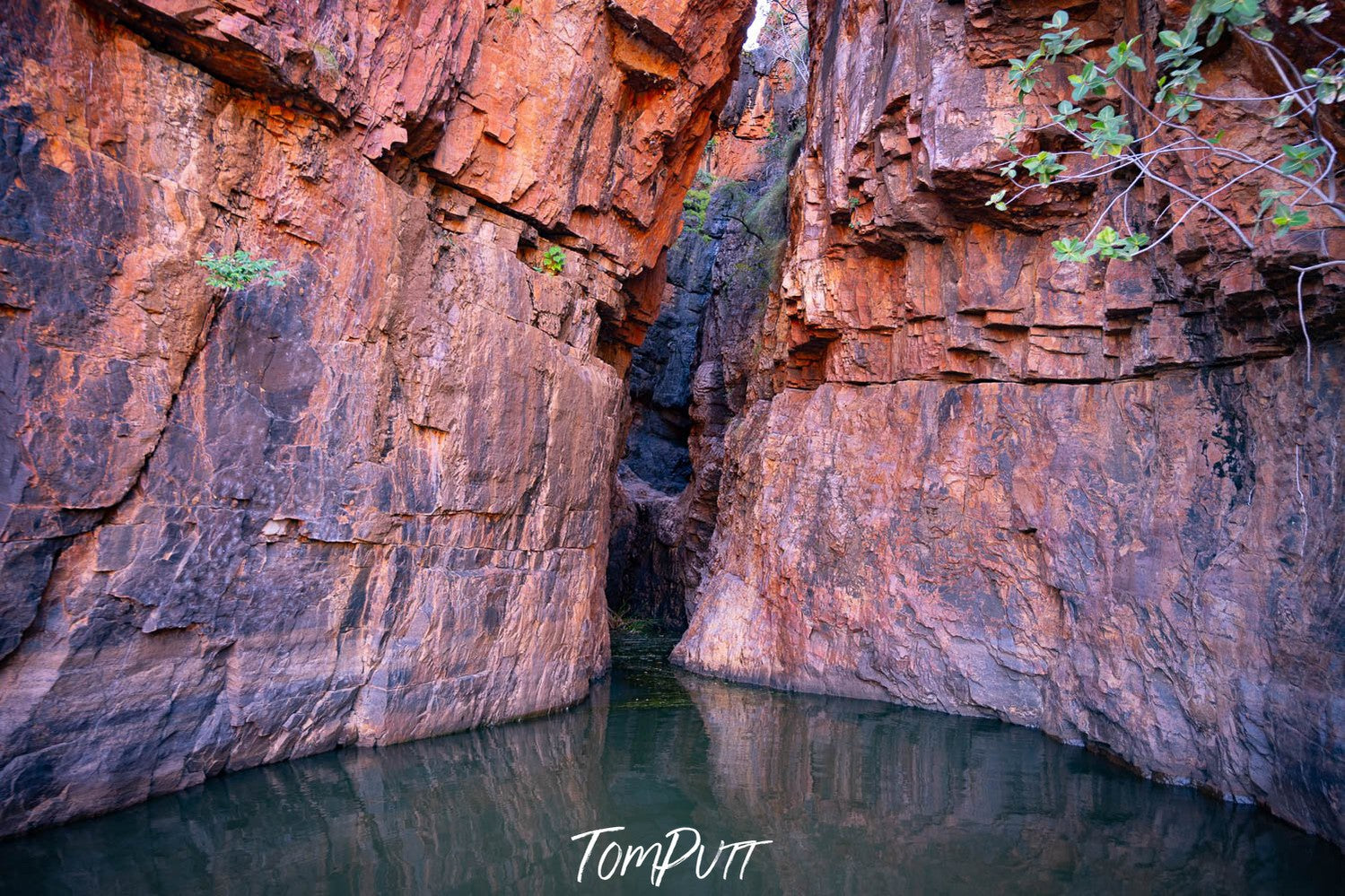 Large standing mountain walls in a small lake, Remote Waterfall, Ord River, The Kimberley, Western Australia