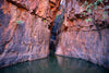 Large standing mountain walls in a small lake, Remote Waterfall, Ord River, The Kimberley, Western Australia