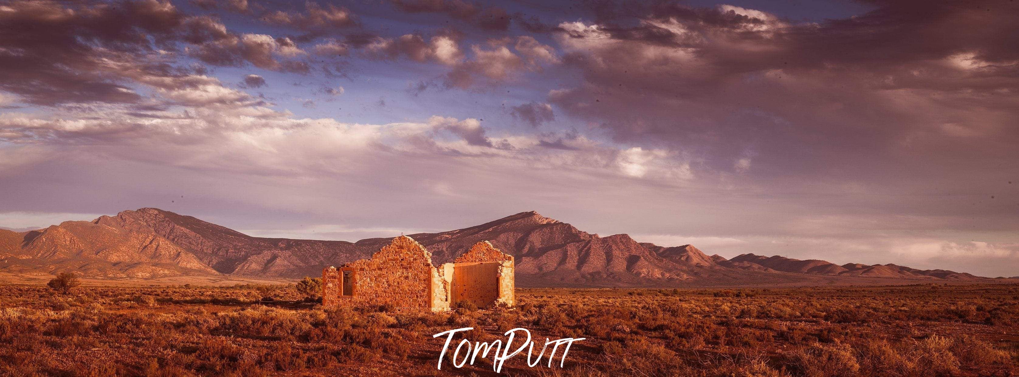 Long-shot of a long rocky mountain area, Ruins Flinders Ranges South Australia