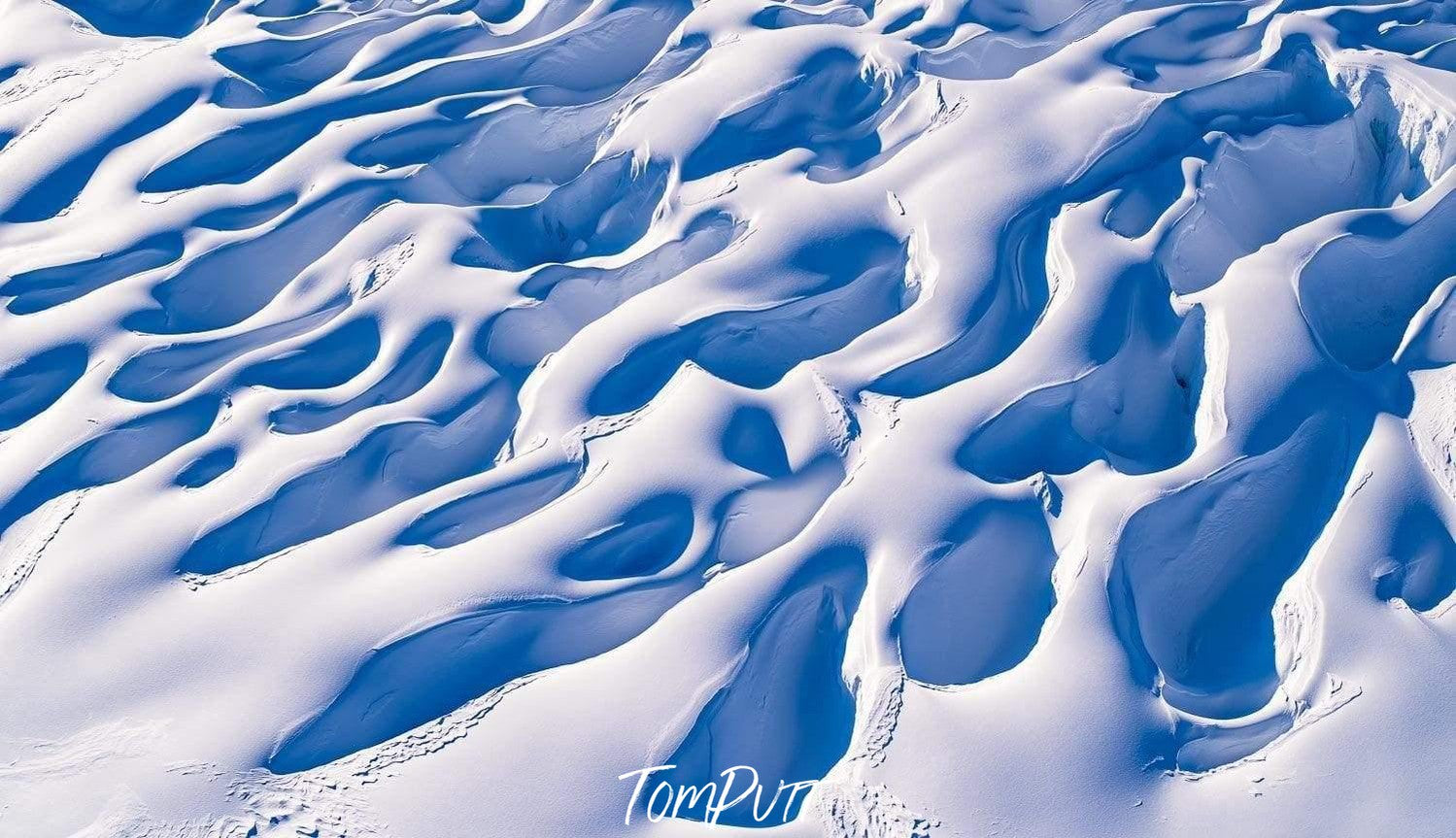 Snow-covered area with giant waves of ice, S Curves New Zeeland Artwork