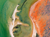 Aerial view of the giant oceanic texture of green and orangish shades, Screaming 