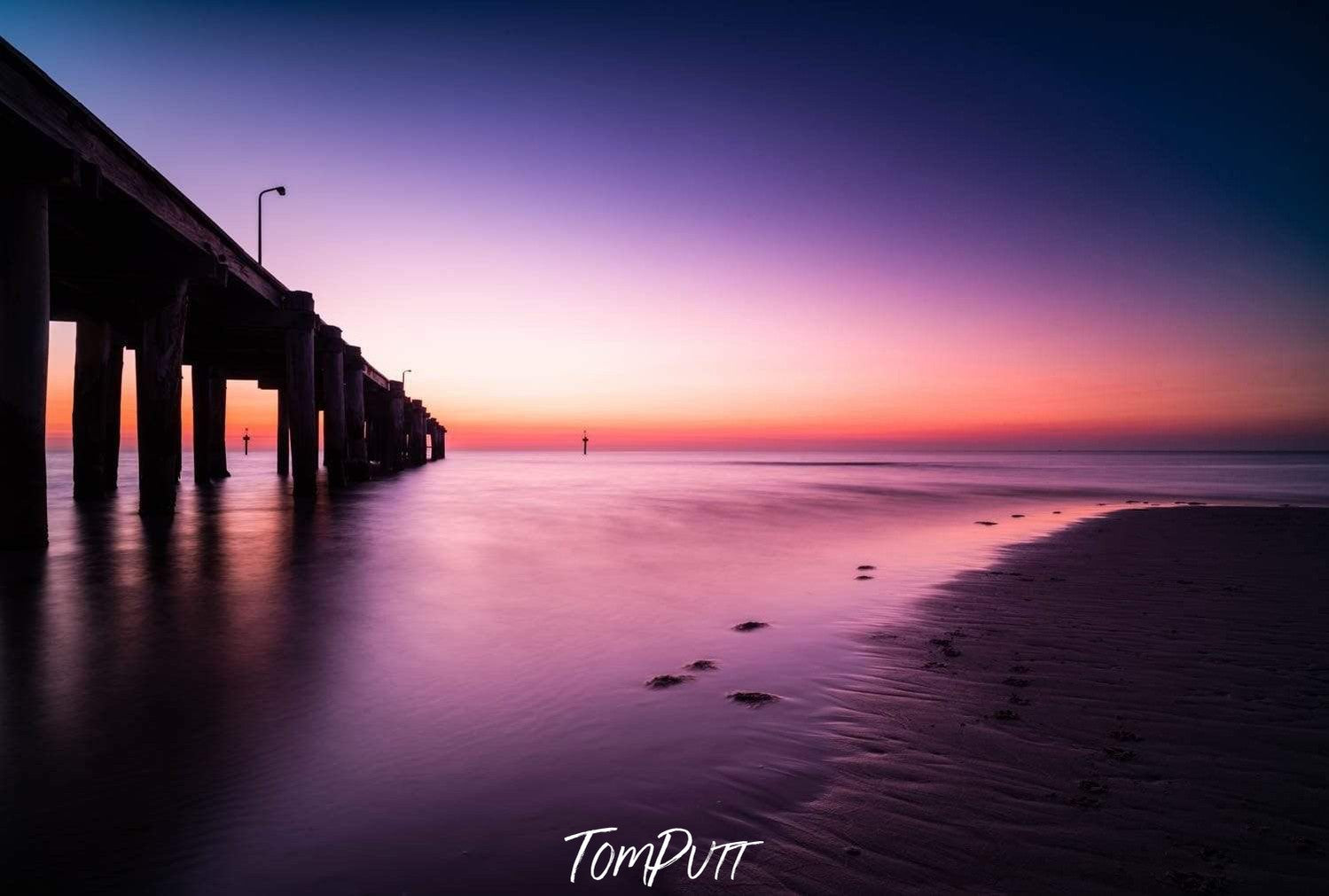 Purple shades of the lake with a long bridge over, Seaford Pier - Mornington Peninsula VIC