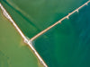 Aerial view of the separation of green oceans, Shades of Green