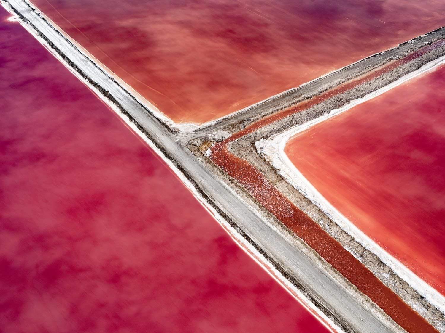 Aerial view of the separation of red oceans, Shades of Red