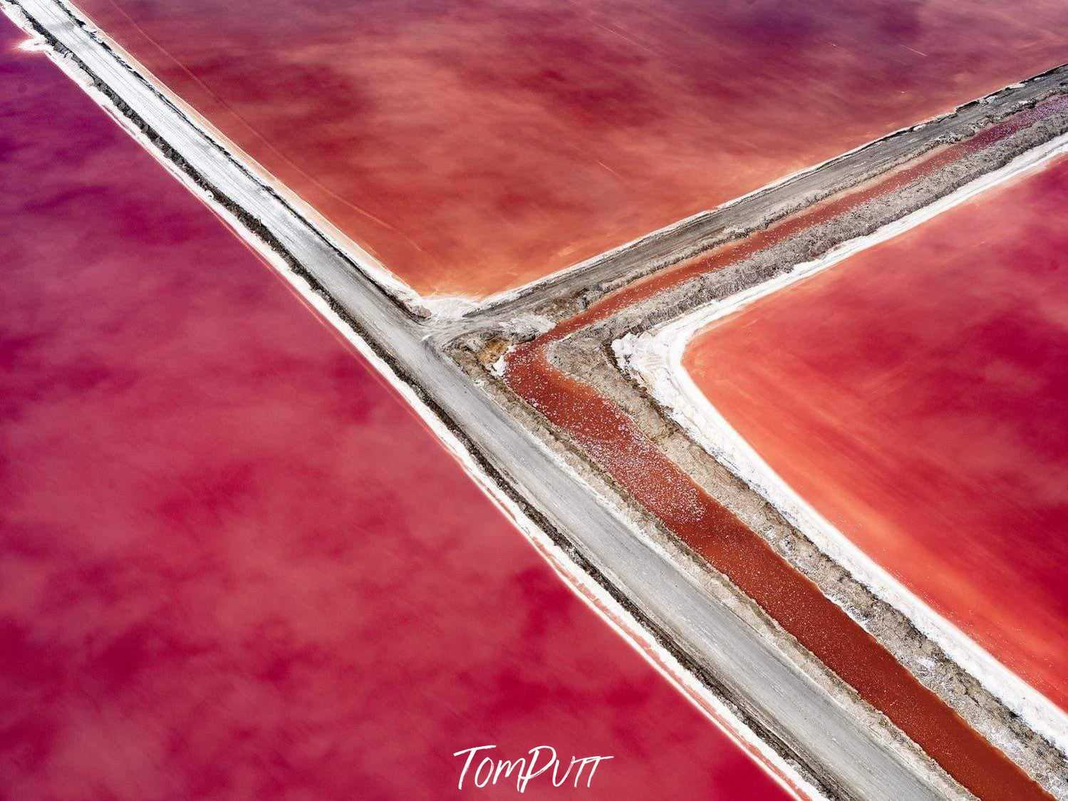 Aerial view of the separation of red oceans, Shades of Red