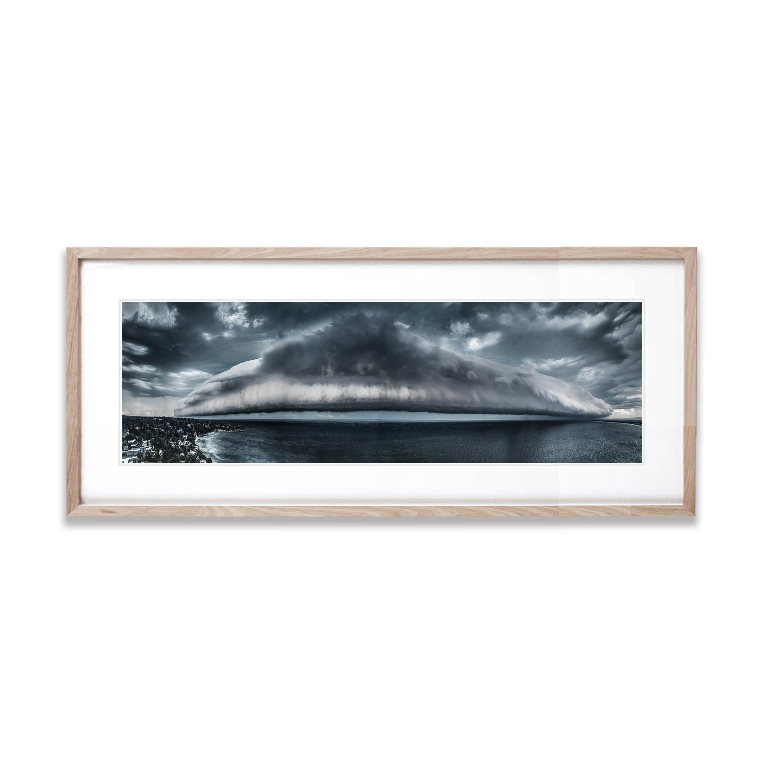 ARTWORK INSTOCK -  Shelf Cloud Panorama, Melbourne - 250 x 85cms CANVAS BLACK SHADOW BOX FRAME
