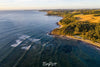 Aerial view of a sea corner with a giant green mountain line, Shoreham - Mornington Peninsula VIC
