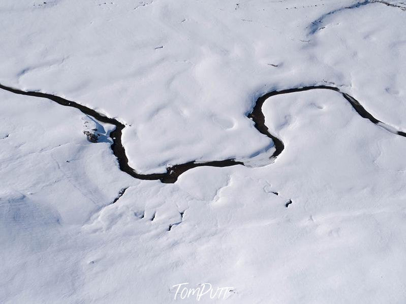 A long curvy line over the snow-covered land, Snow Ribbon - Snowy Mountains NSW