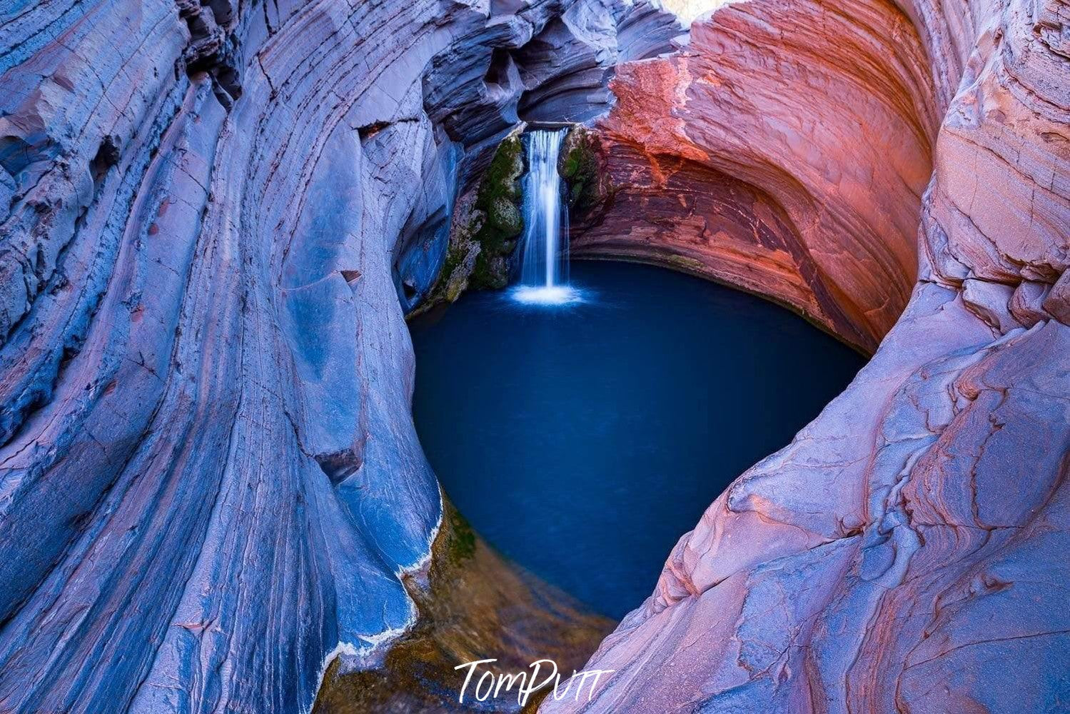 A deep natural pool below the high mountain walls, Spa Pool - Karijini, The Pilbara