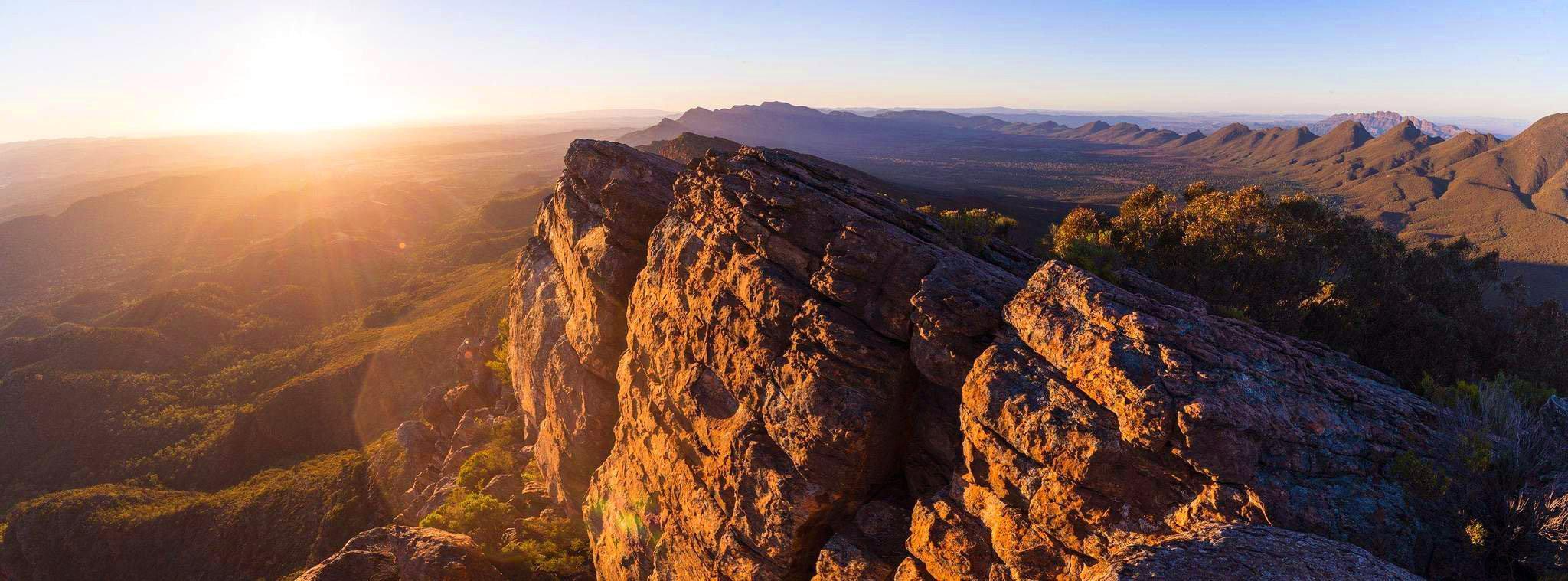 Giant high mountain walls and the sunset behind, St Mary's Glow - Flinders Ranges SA