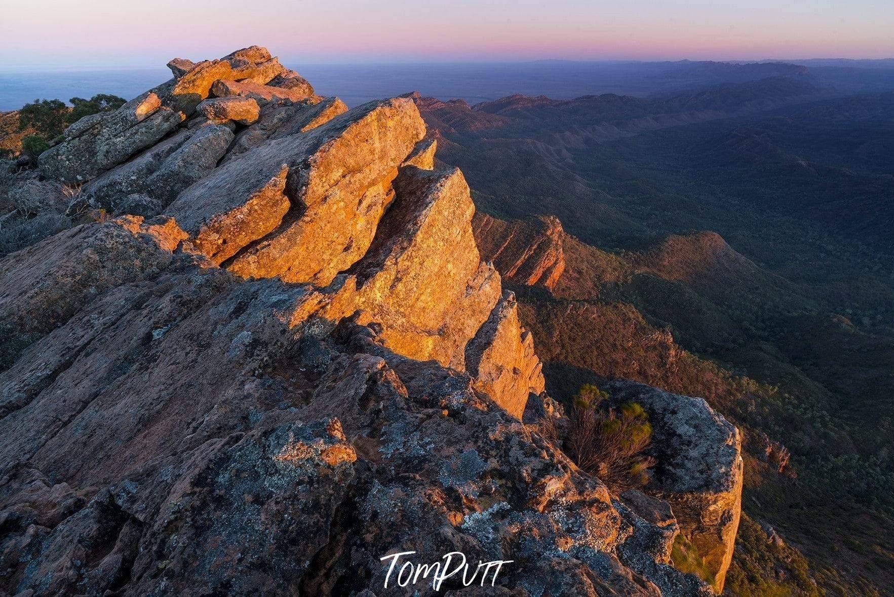 Giant high mountain peaks with partially hitting sunlight, St Mary's Peak - Flinders Ranges SA